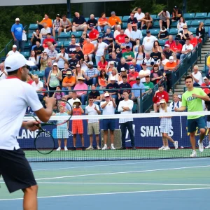 Oklahoma State Cowgirls Tennis Team celebrating their victory over Northwestern