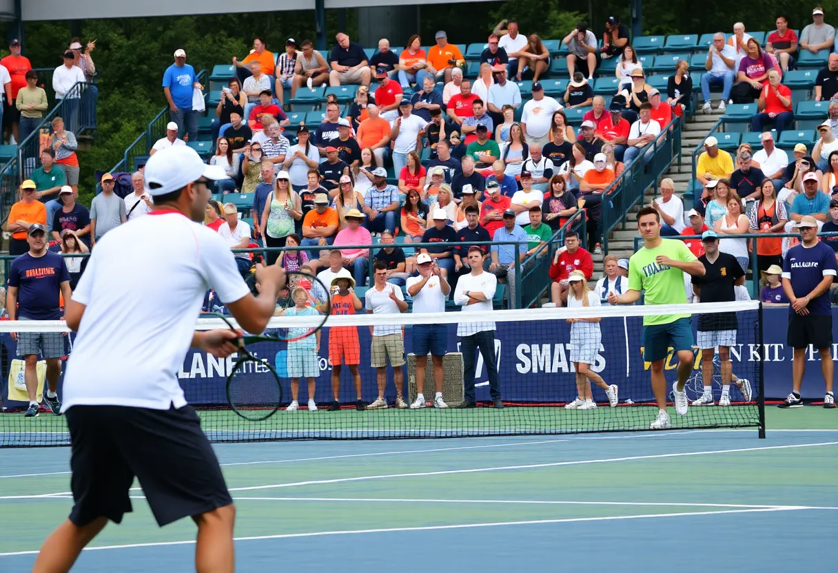 Oklahoma State Cowgirls Tennis Team celebrating their victory over Northwestern