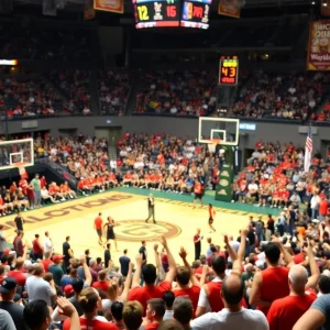 College basketball game between Oklahoma State Cowboys and Arizona State Sun Devils.
