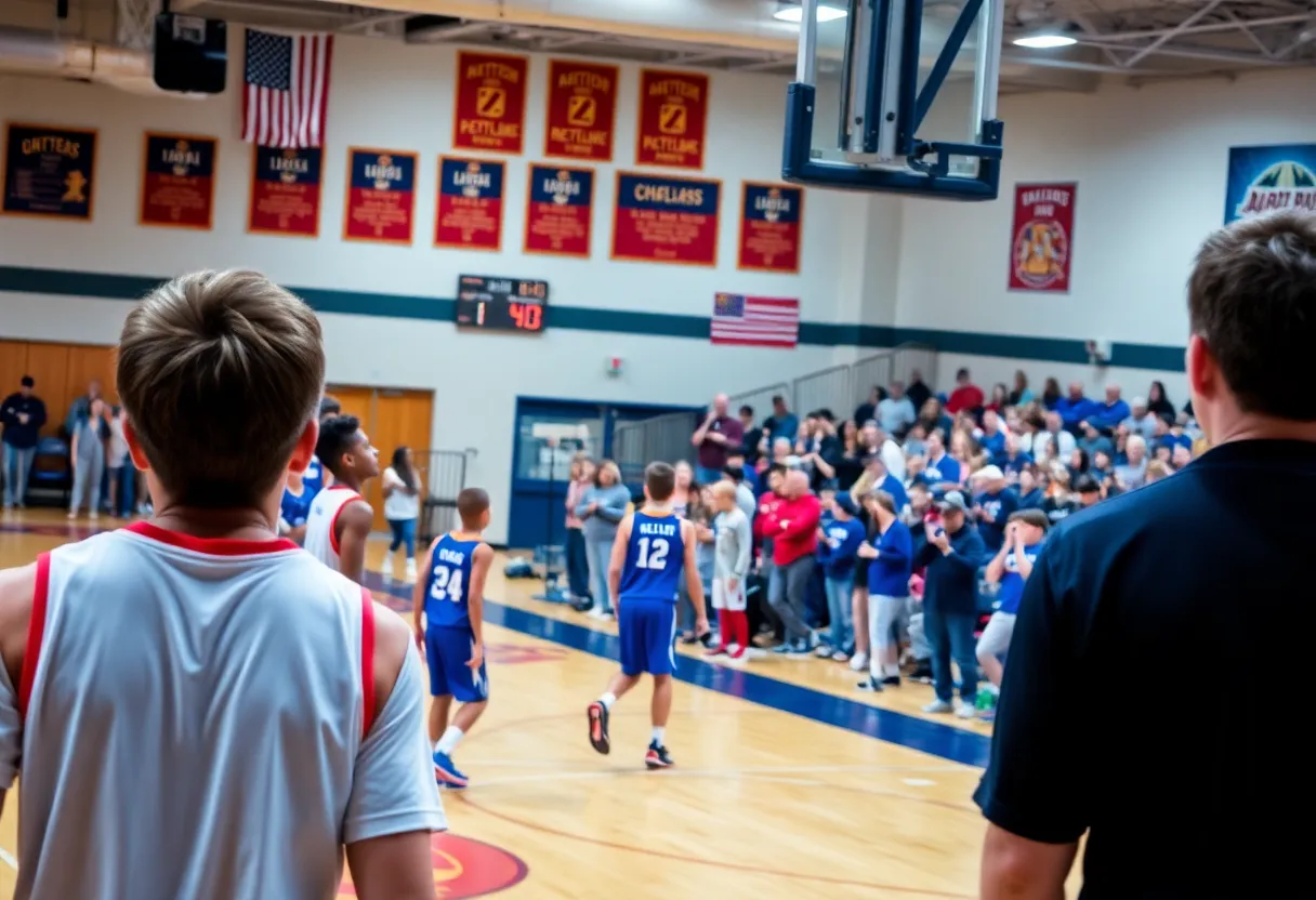 Paden High School Pirates basketball game in action