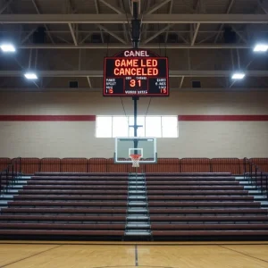 Empty basketball court at Regent Preparatory School