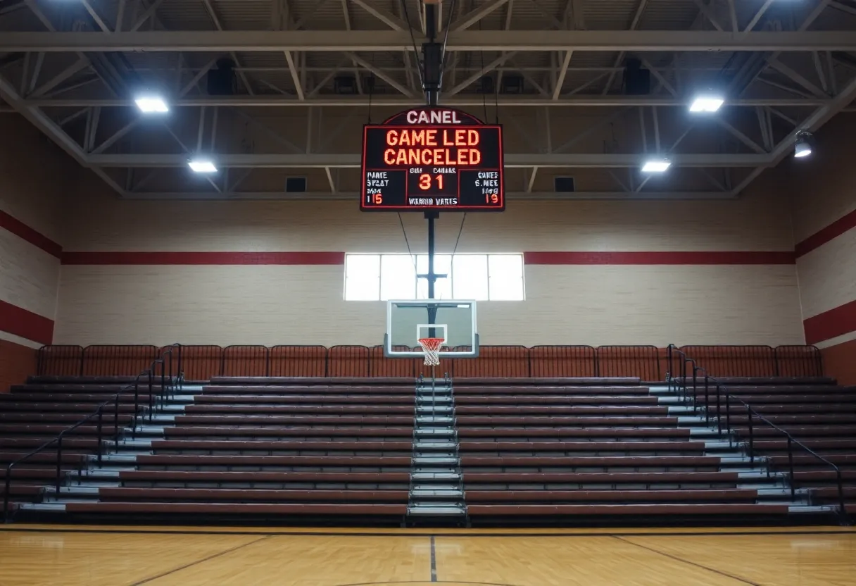 Empty basketball court at Regent Preparatory School