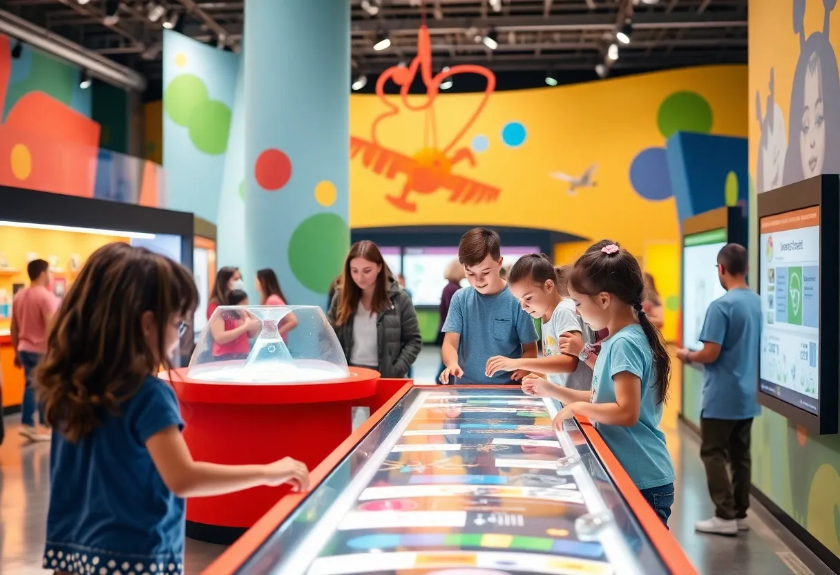 Families engaging with interactive exhibits at Science Museum Oklahoma