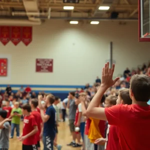 High school basketball game between Sterling Tigers and Big Pasture Rangers.