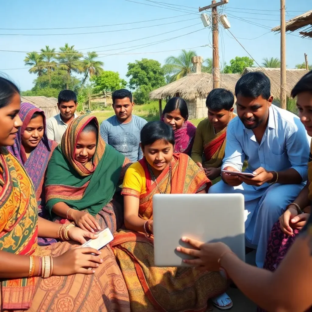 Community members utilizing high-speed internet in a Tribal setting.