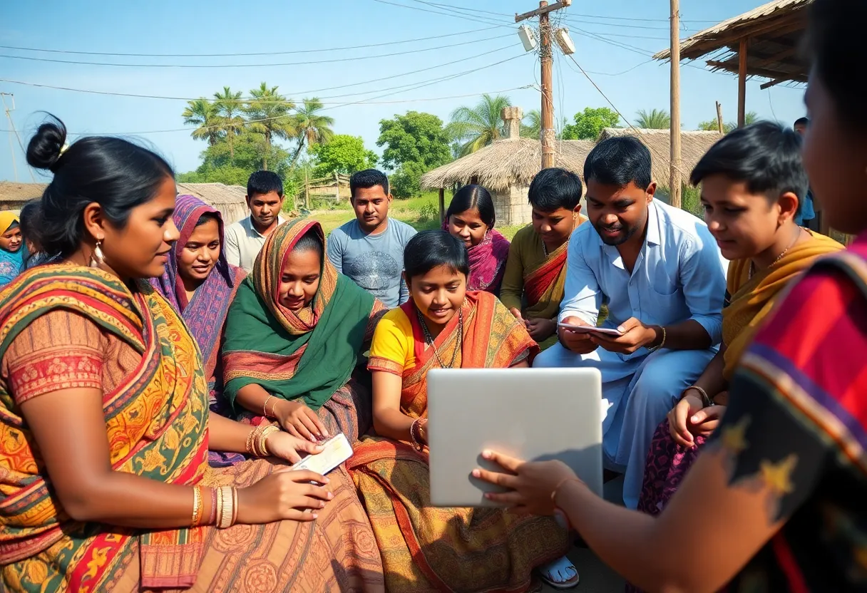 Community members utilizing high-speed internet in a Tribal setting.