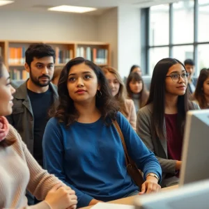 Students discussing academic integrity in a university setting