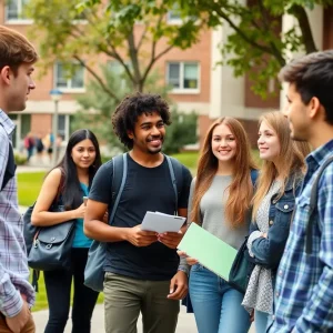 Students on university campus promoting safety and awareness