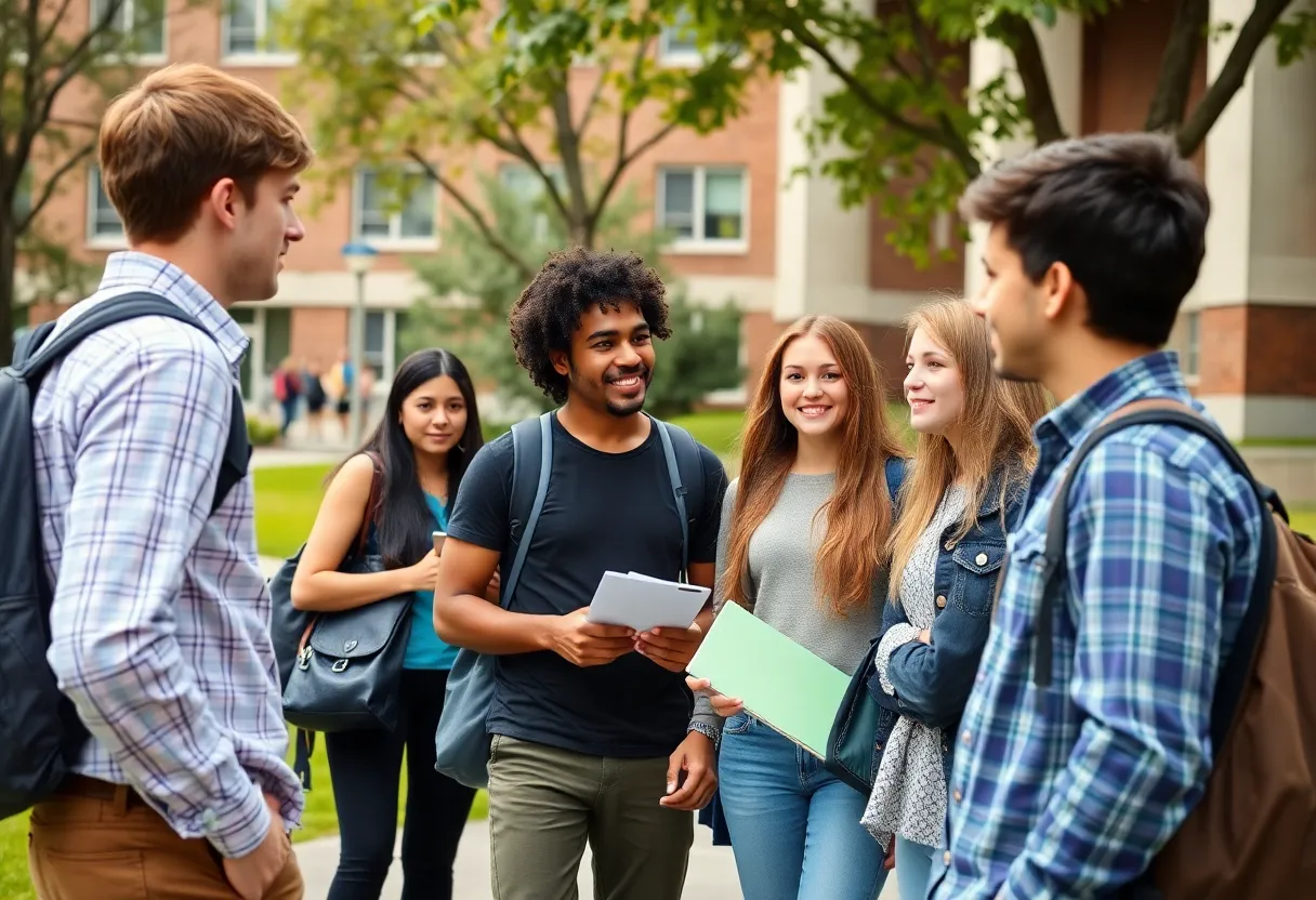 Students on university campus promoting safety and awareness