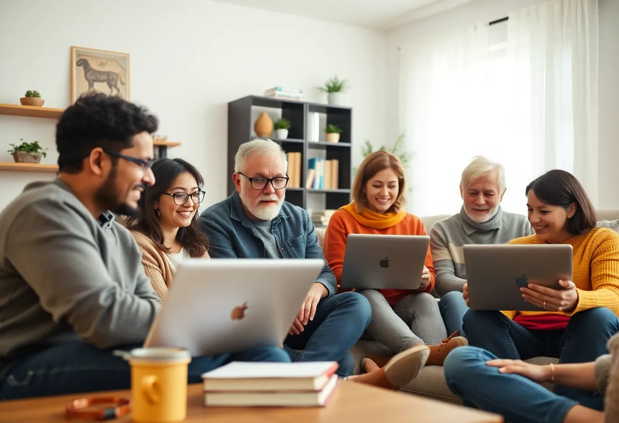 Students studying online for their degrees at home