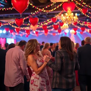 A romantic scene at a Valentine's Day celebration in Oklahoma City.