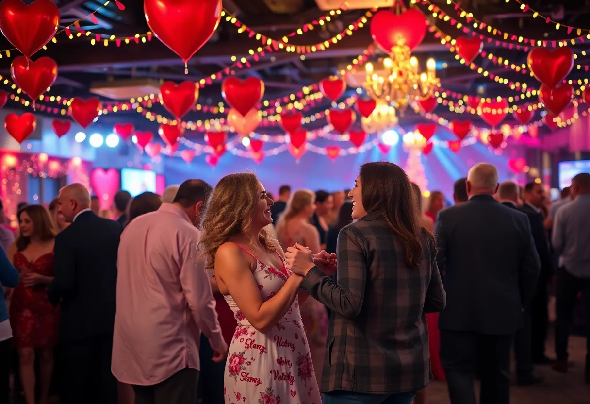 A romantic scene at a Valentine's Day celebration in Oklahoma City.