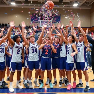 Celebration of Westmoore High School basketball team winning championship