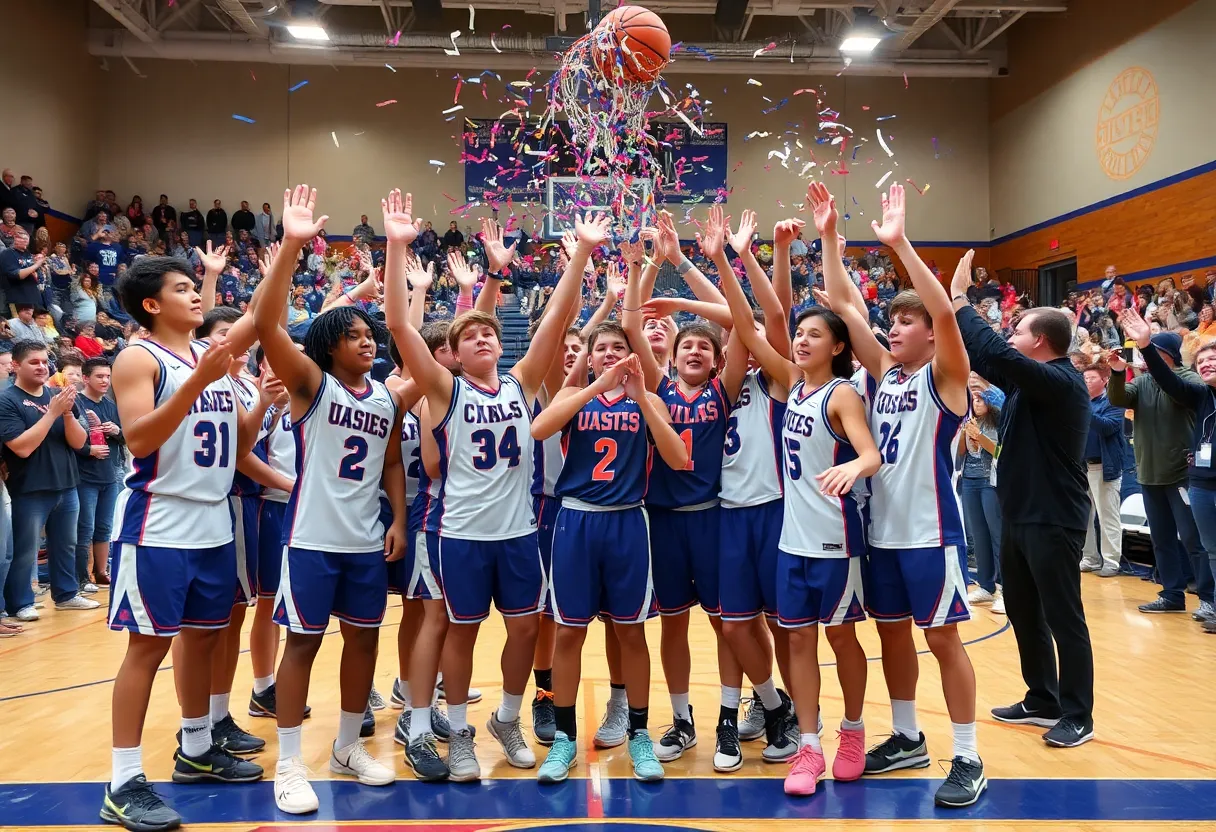 Celebration of Westmoore High School basketball team winning championship